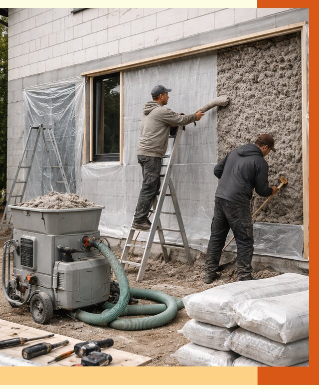 Утепление дома из газобетона эковатой в Тамбове от 4569 руб./м2 | ТепломастерТмб